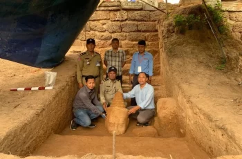 Historic Find: The Head of the 23rd Deva Statue of Angkor Thom Revealed